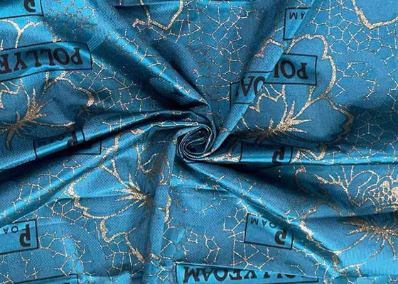 240cm Polyester Warp Knitted Fabric Blue Waterproof Gold Powder Printed